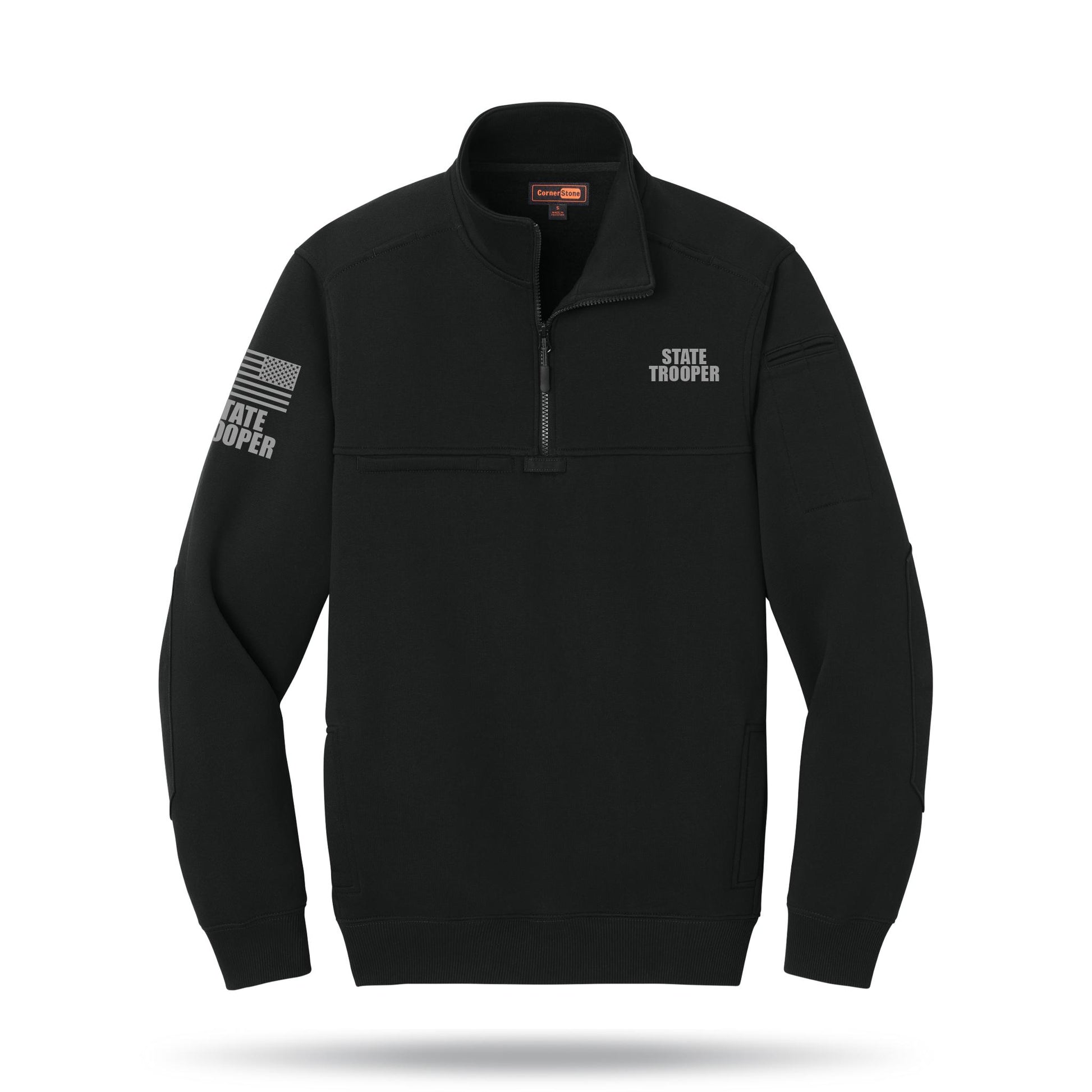 [STATE TROOPER] Tough Fleece Quarter Zip [BLK/GRY]-13 Fifty Apparel