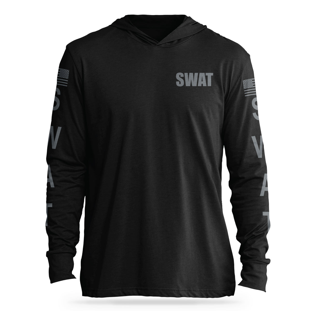 [SWAT] Cotton Hooded Tee [BLK/GRY]-13 Fifty Apparel