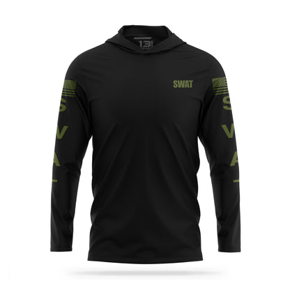 [SWAT] Men's Hooded Long Sleeve [BLK/GRN]-13 Fifty Apparel