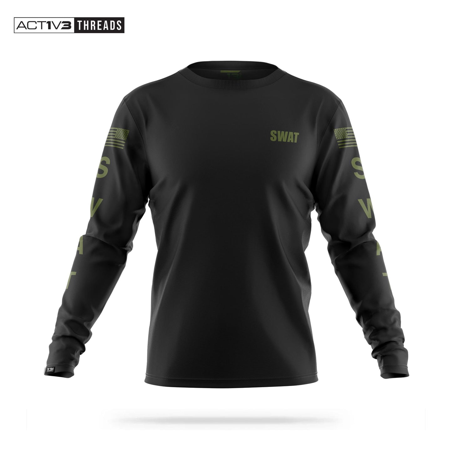 [SWAT] Men's Performance Long Sleeve [BLK/GRN]-13 Fifty Apparel