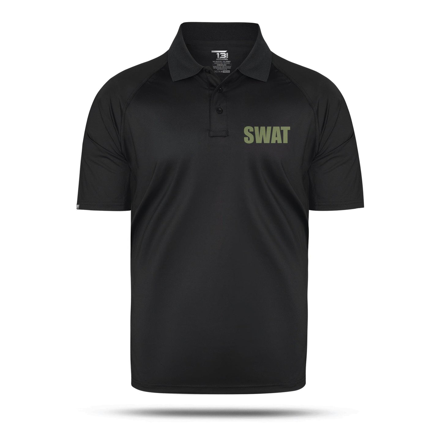 [SWAT] Men's Performance Polo [BLK/GRN]-13 Fifty Apparel