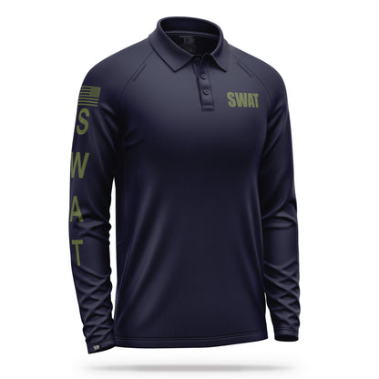 [SWAT] Men's Performance Polo Long Sleeve [NVY/GRN] 13 Fifty Apparel 