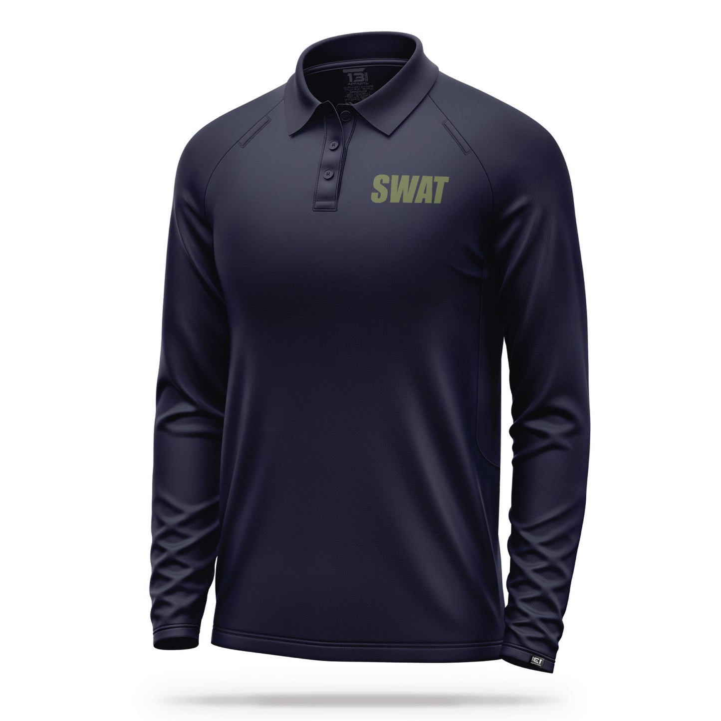 [SWAT] Men's Performance Polo Long Sleeve [NVY/GRN]-13 Fifty Apparel