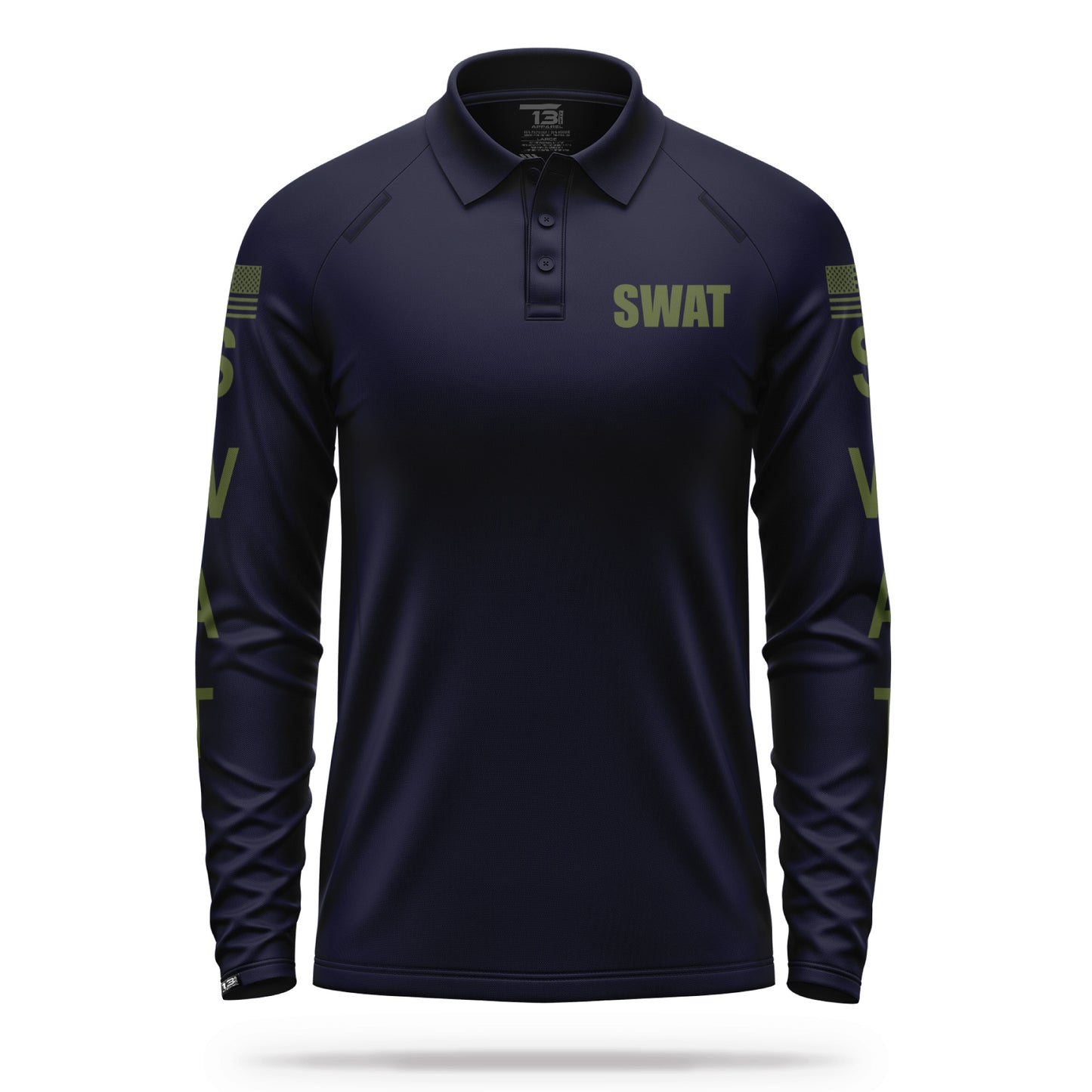 [SWAT] Men's Performance Polo Long Sleeve [NVY/GRN] 13 Fifty Apparel 