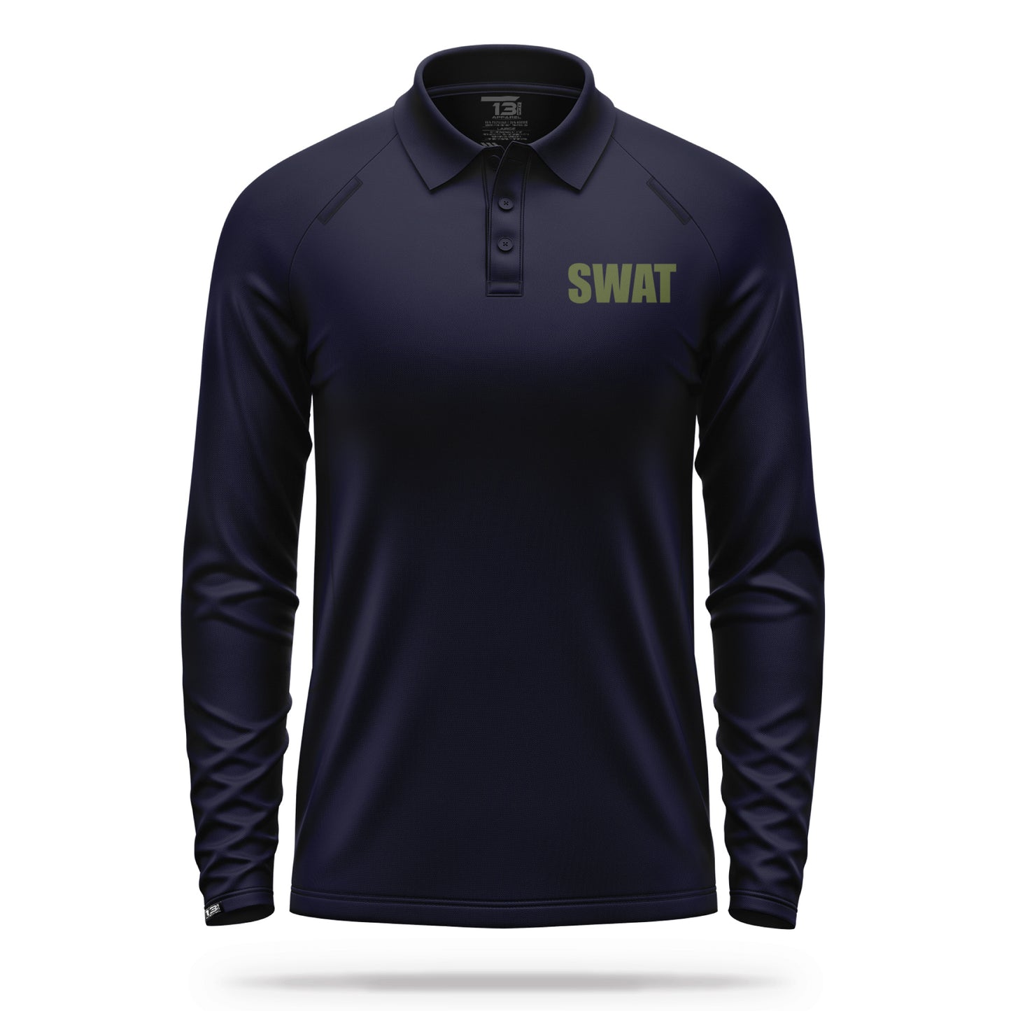 [SWAT] Men's Performance Polo Long Sleeve [NVY/GRN]-13 Fifty Apparel