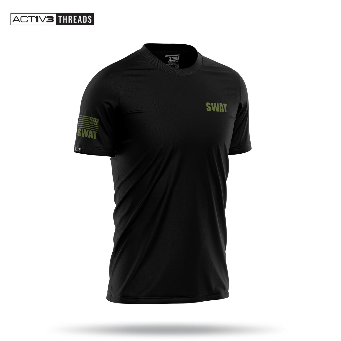 [SWAT] Men's Performance Shirt [BLK/GRN]-13 Fifty Apparel