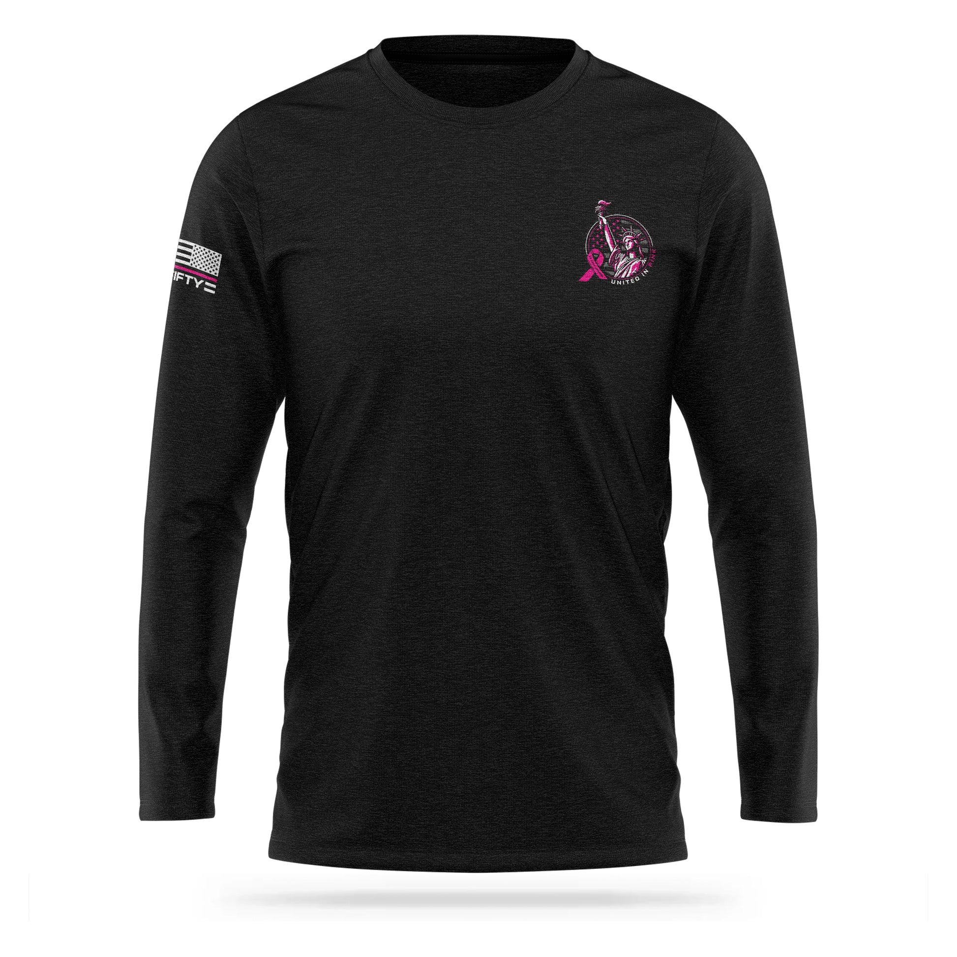 [UNITED IN PINK] Cotton Blend Long Sleeve [BLK/PNK]-13 Fifty Apparel