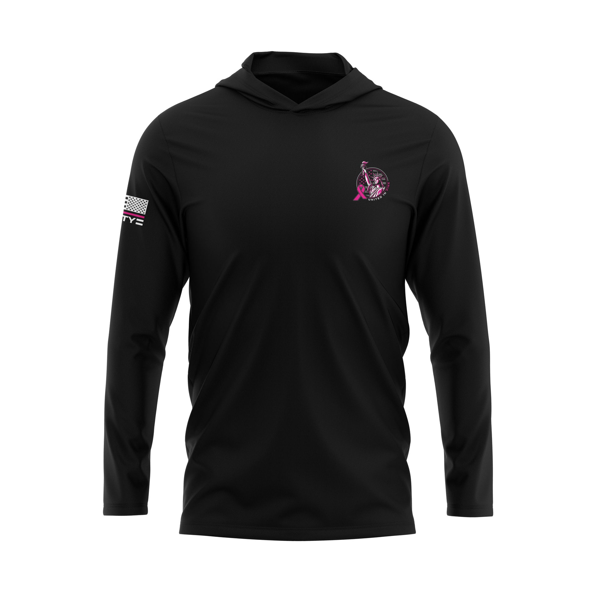 [UNITED IN PINK] Men's Hooded Long Sleeve [BLK/PNK]-13 Fifty Apparel