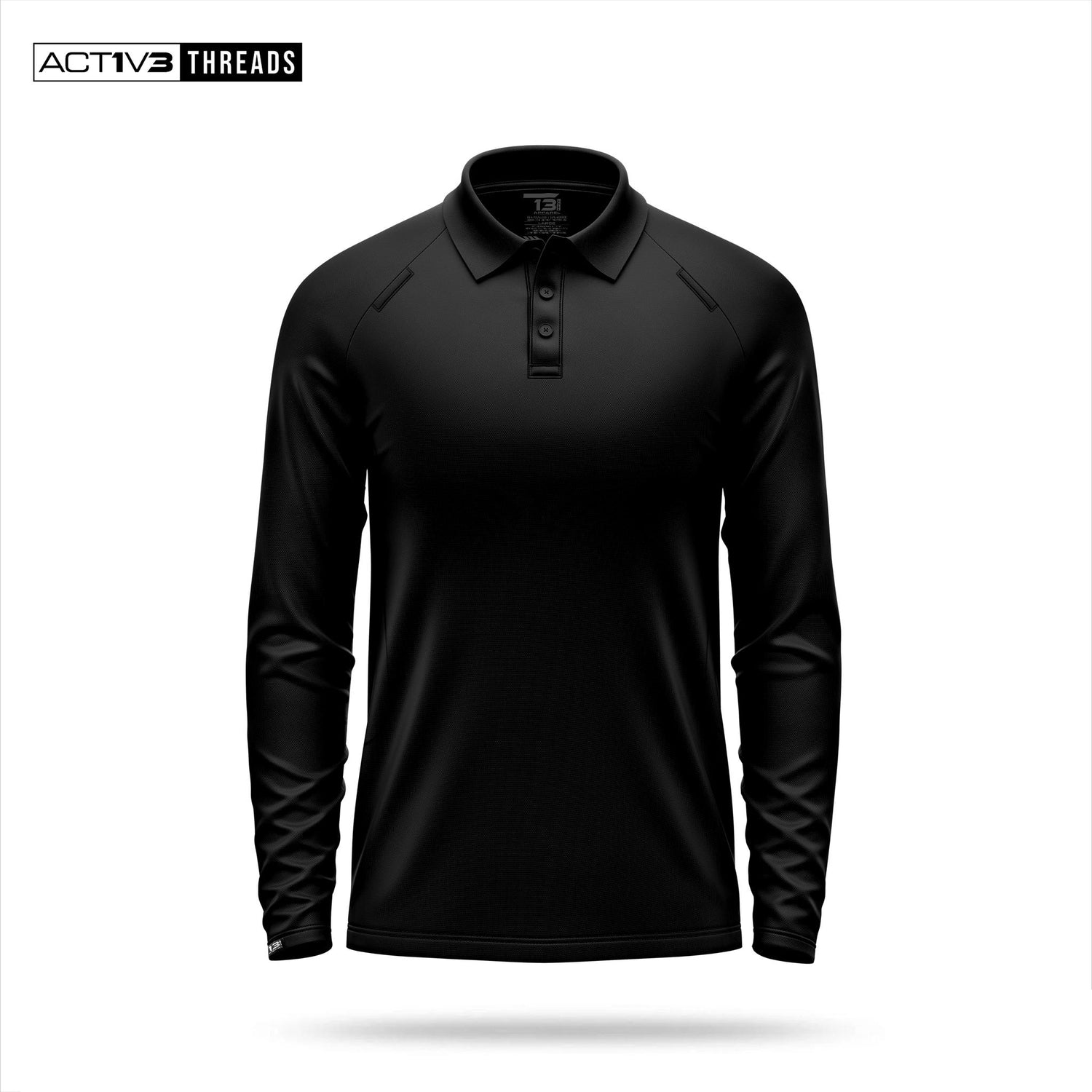 [UNMARKED] Men's Performance Polo Long Sleeve [BLK]-13 Fifty Apparel