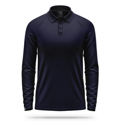 [UNMARKED] Men's Performance Polo Long Sleeve [NVY]-13 Fifty Apparel