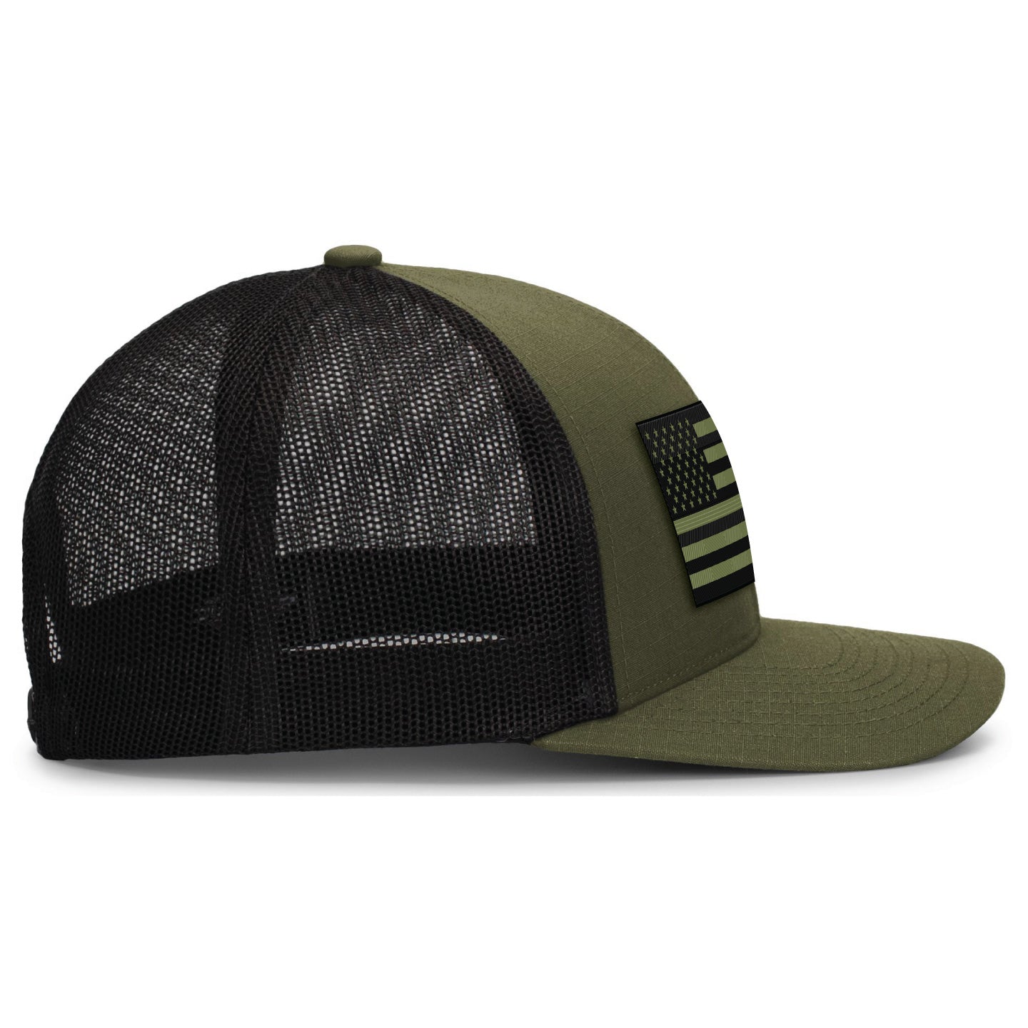 [USA Flag] OD GRN Adjustable Mesh Back Cap-13 Fifty Apparel