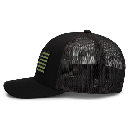 [USA Flag] OD GRN Adjustable Mesh Back Cap-13 Fifty Apparel