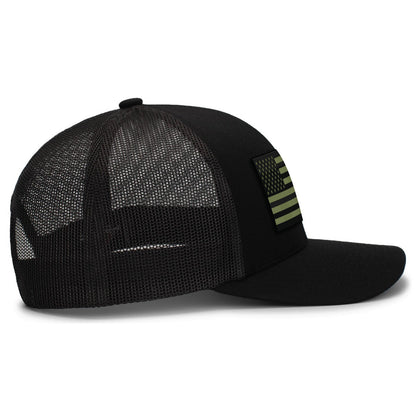[USA Flag] OD GRN Adjustable Mesh Back Cap-13 Fifty Apparel