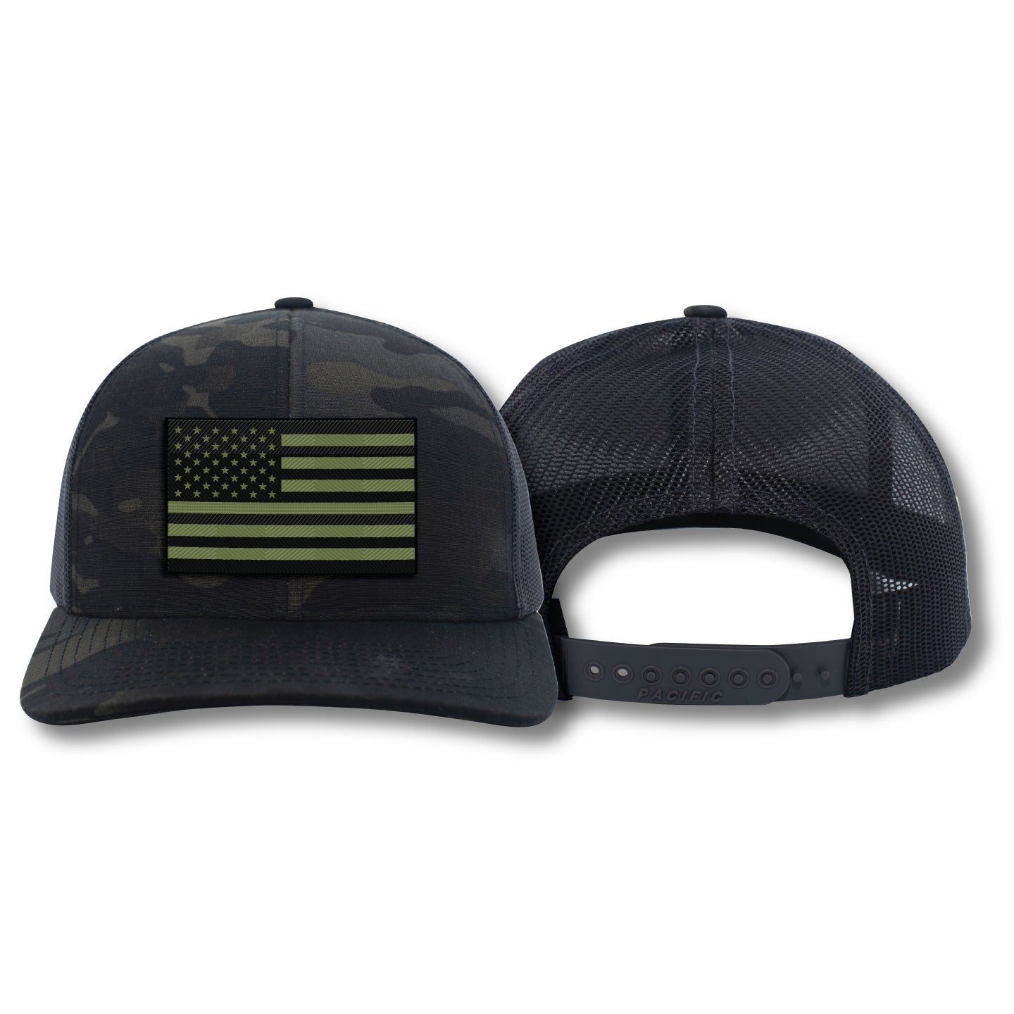 [USA Flag] OD GRN Adjustable Mesh Back Cap-13 Fifty Apparel