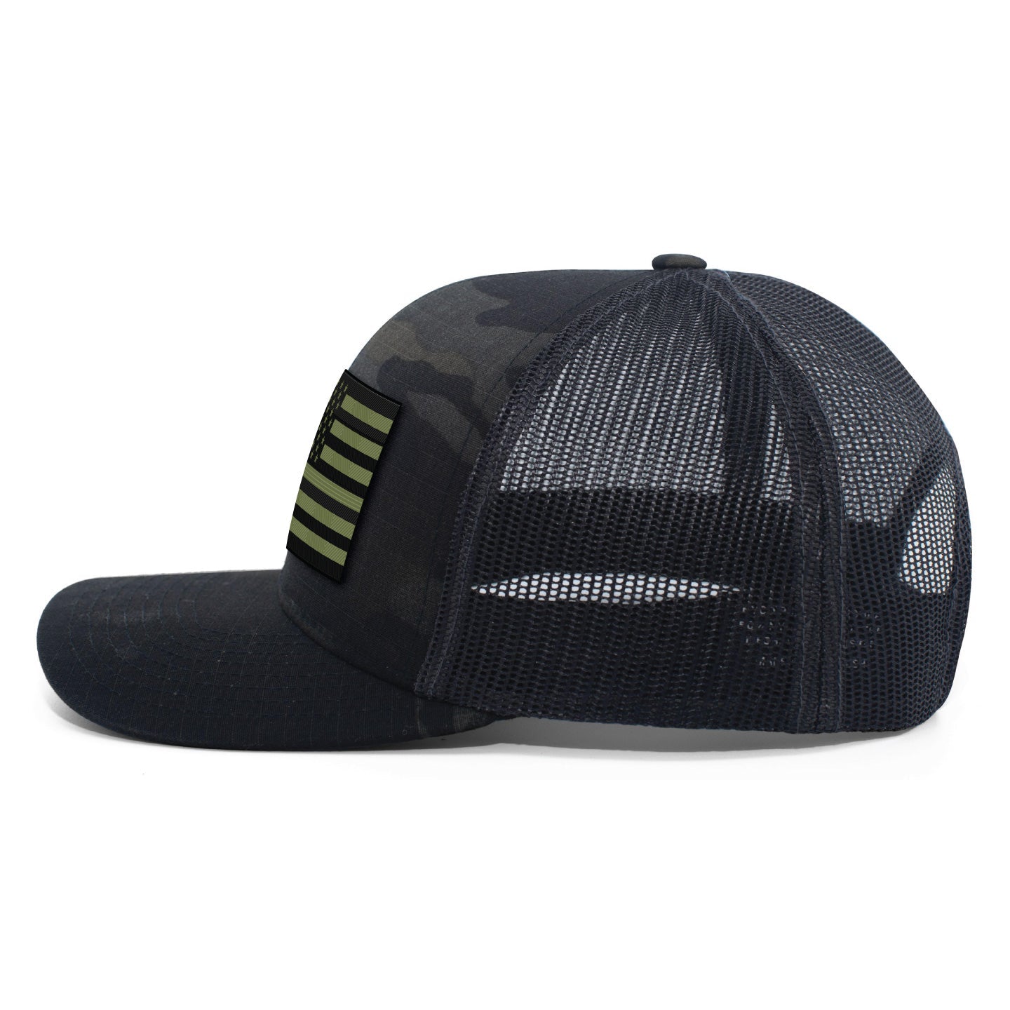 [USA Flag] OD GRN Adjustable Mesh Back Cap-13 Fifty Apparel