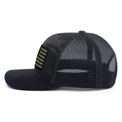 [USA Flag] OD GRN Adjustable Mesh Back Cap-13 Fifty Apparel