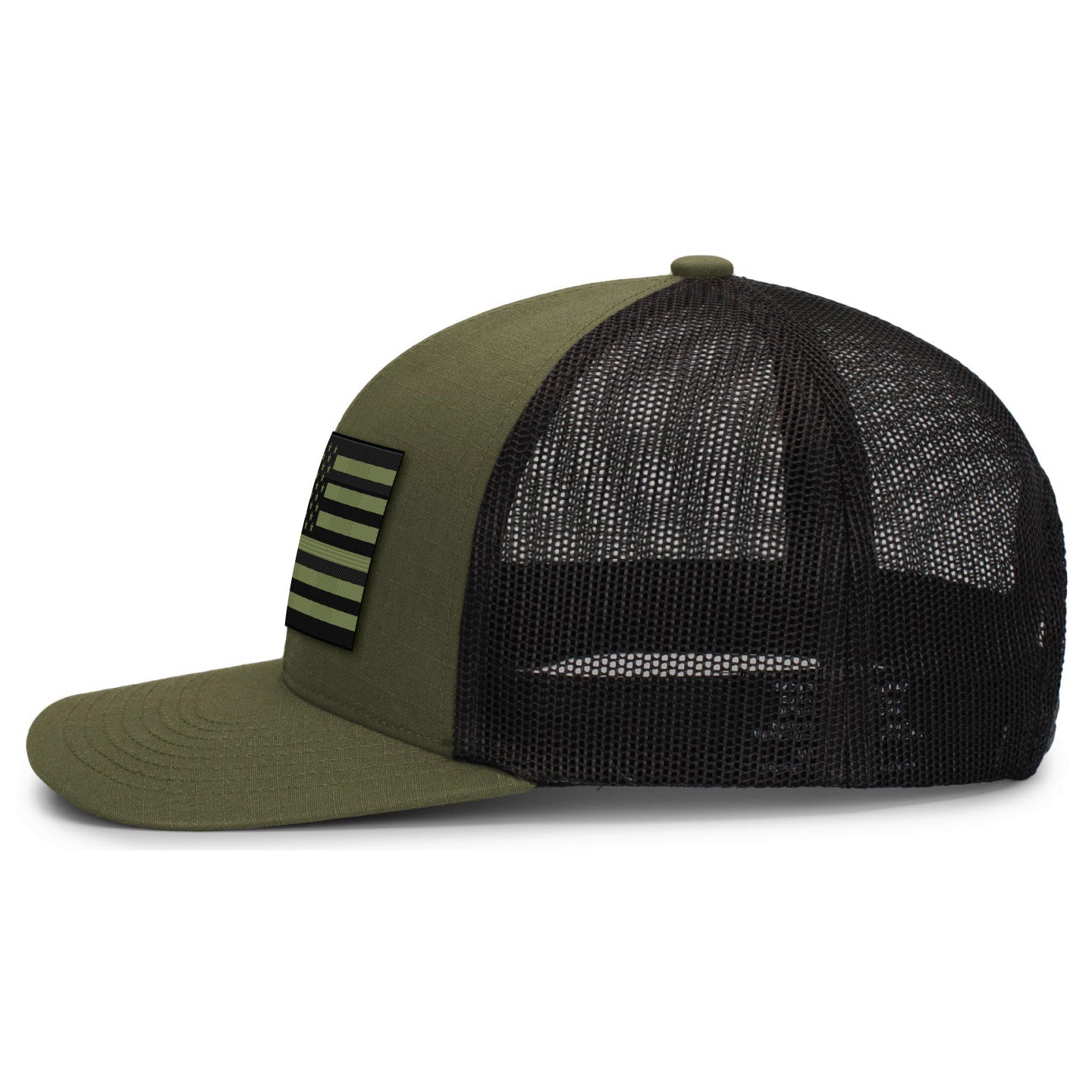 [USA Flag] OD GRN Adjustable Mesh Back Cap-13 Fifty Apparel