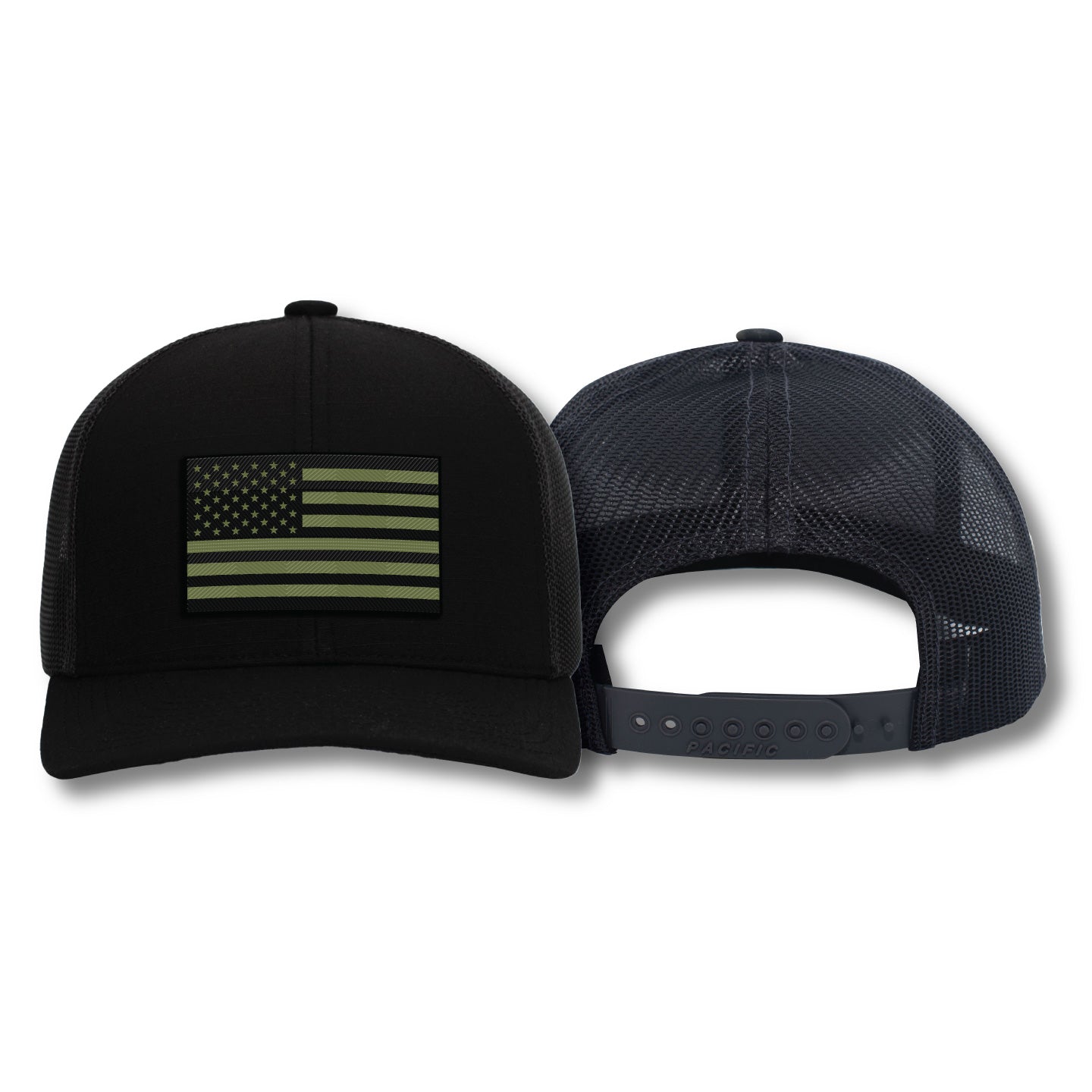 [USA Flag] OD GRN Adjustable Mesh Back Cap-13 Fifty Apparel