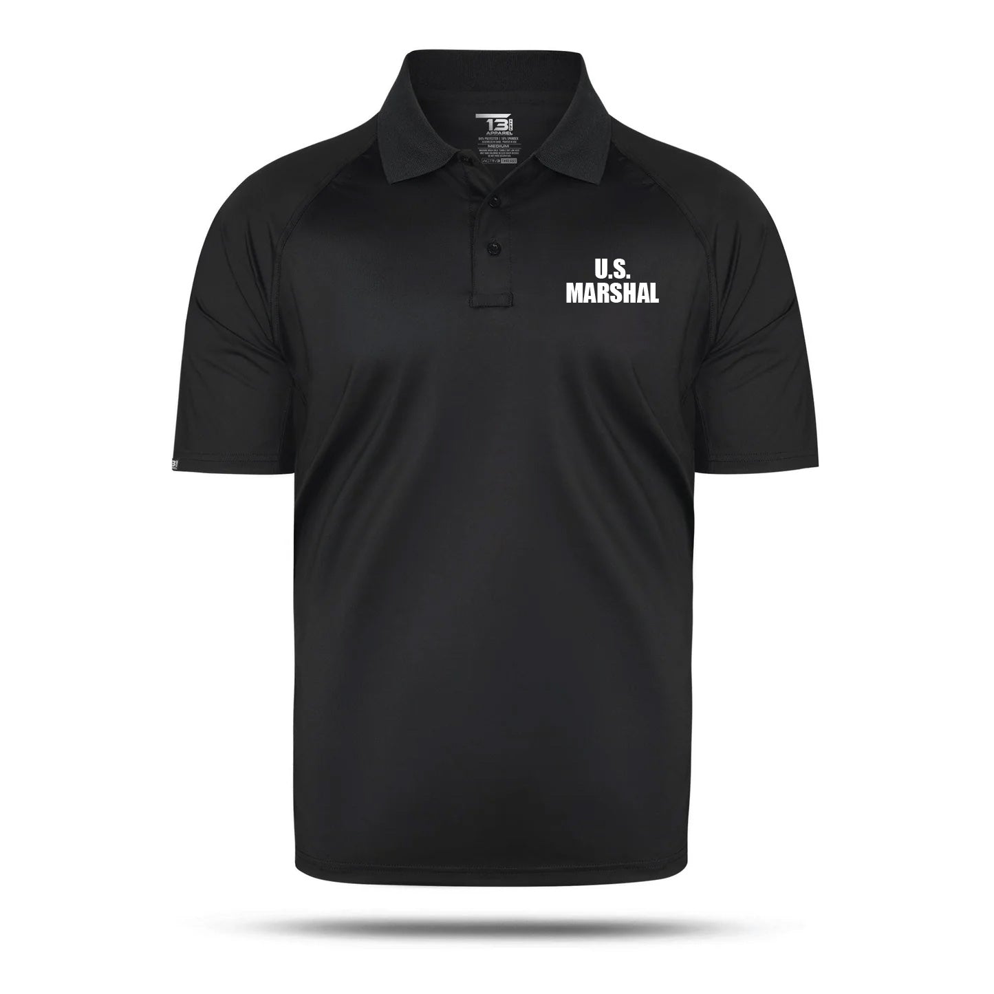 [U.S. MARSHAL] Men's Performance Polo [BLK/WHT]﻿﻿ 13 Fifty Apparel 