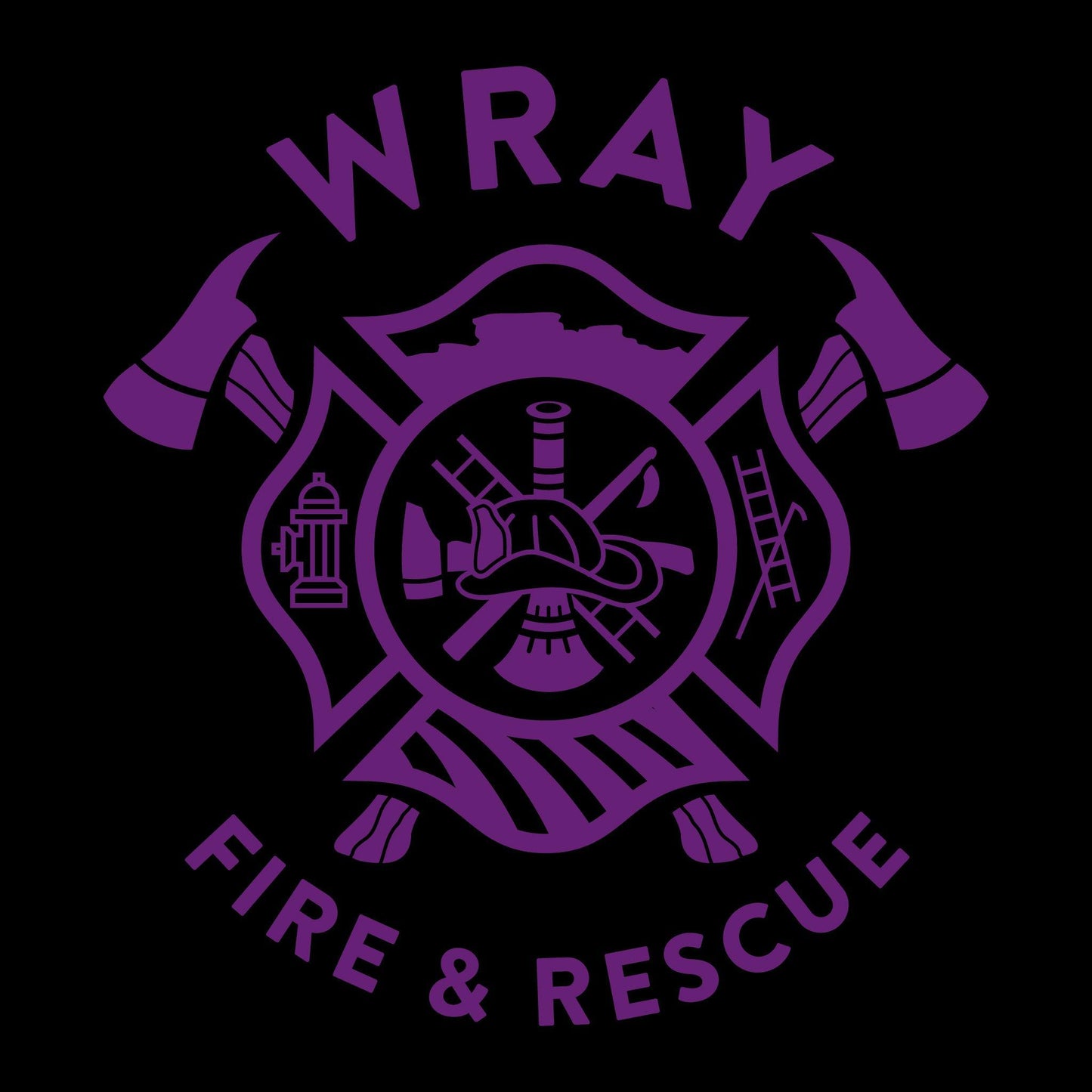 [WRAY FIRE & RESCUE] Cotton Blend Long Sleeve [BLK/PRP]-13 Fifty Apparel