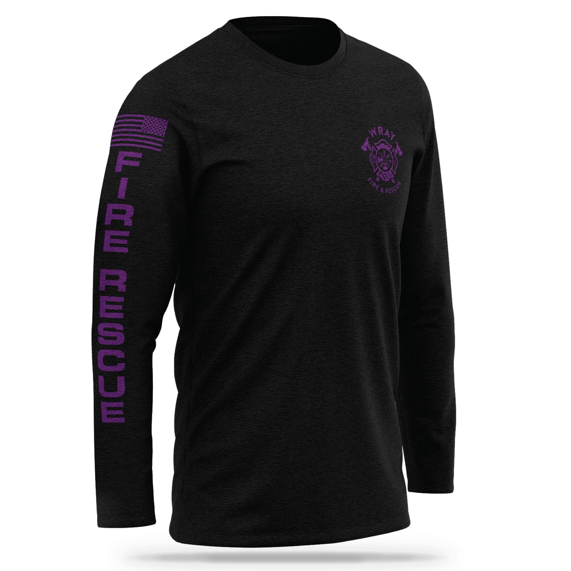 [WRAY FIRE & RESCUE] Cotton Blend Long Sleeve [BLK/PRP]-13 Fifty Apparel