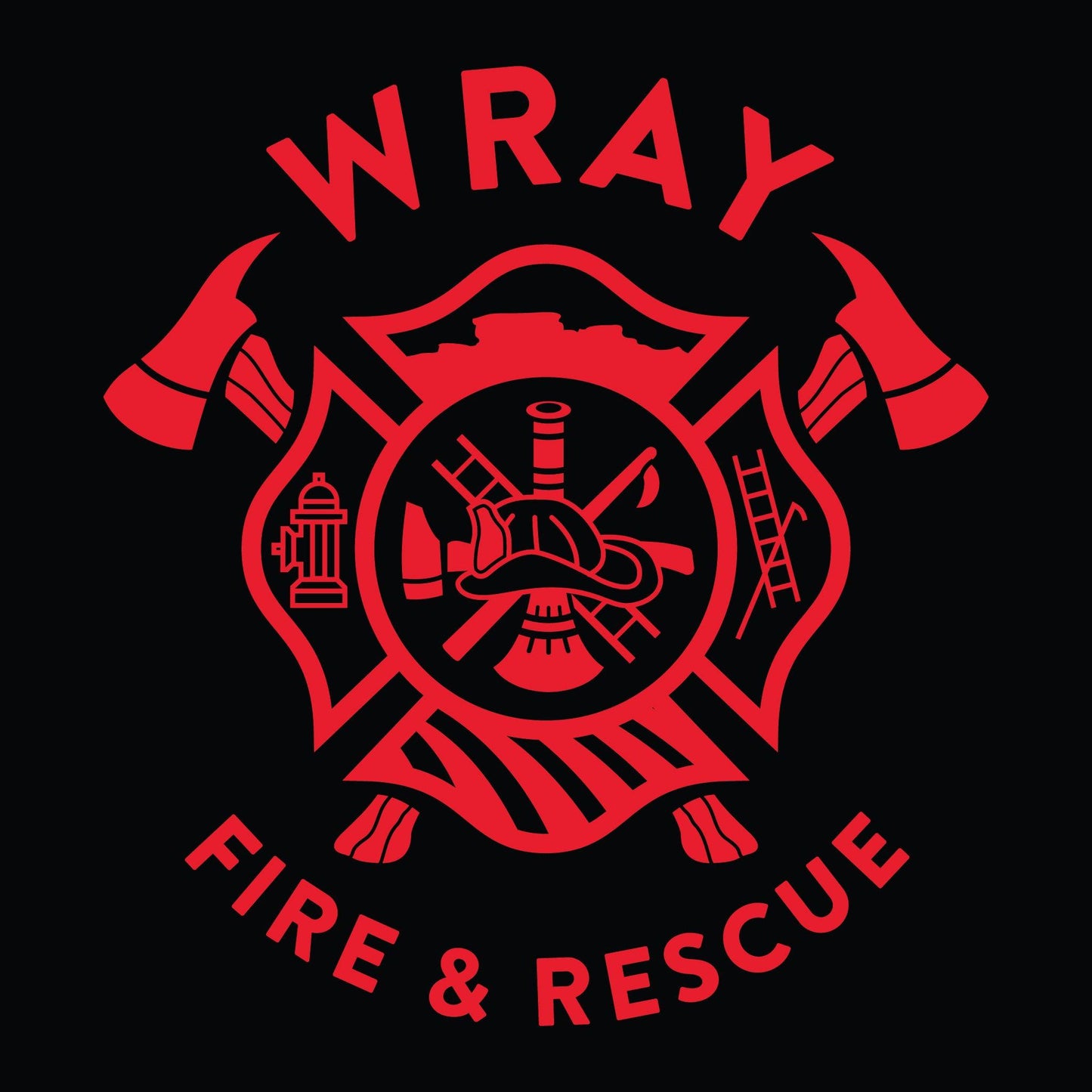 [WRAY FIRE & RESCUE] Cotton Blend Long Sleeve [BLK/RED]-13 Fifty Apparel