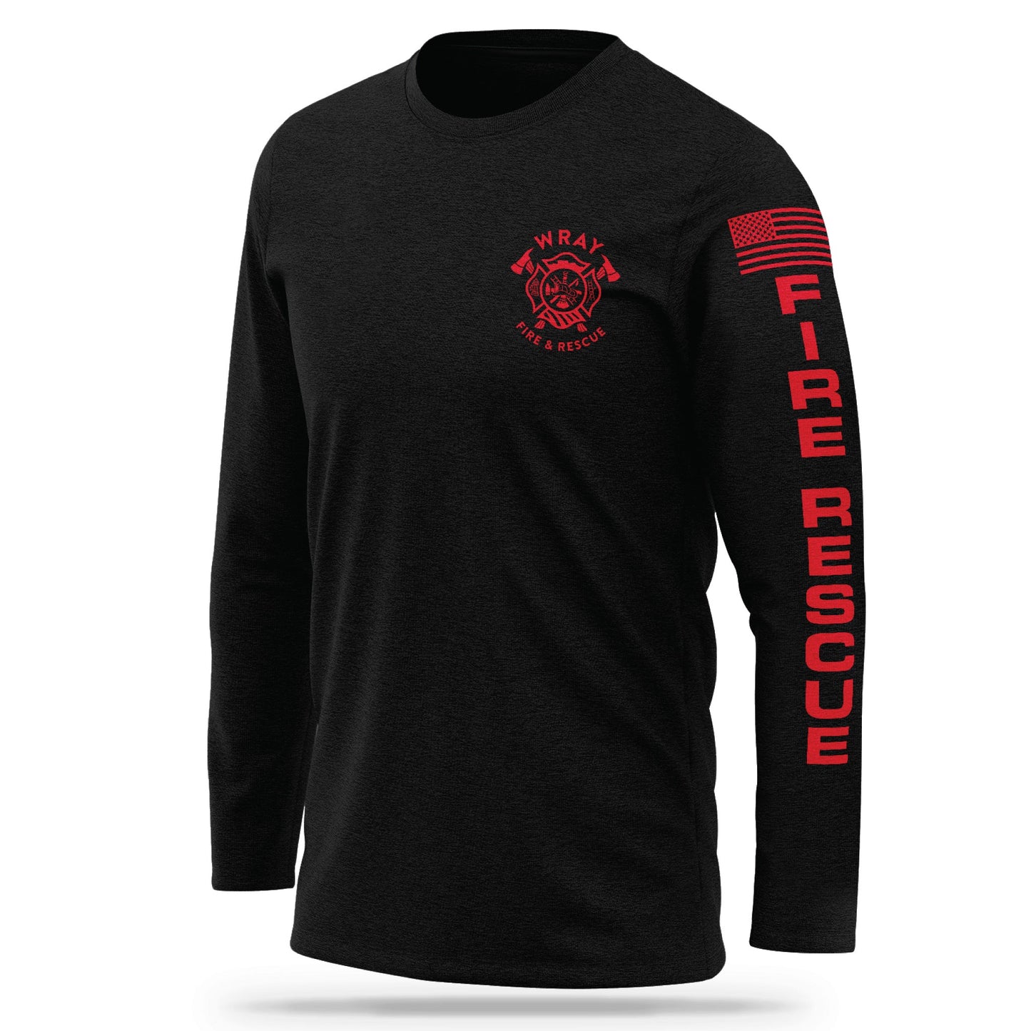 [WRAY FIRE & RESCUE] Cotton Blend Long Sleeve [BLK/RED]-13 Fifty Apparel