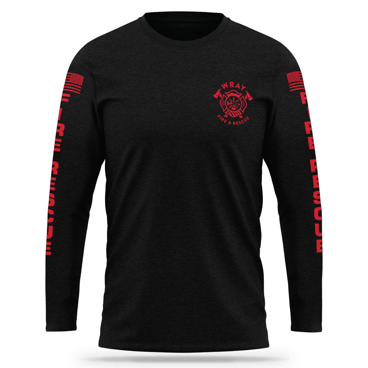 [WRAY FIRE & RESCUE] Cotton Blend Long Sleeve [BLK/RED]-13 Fifty Apparel