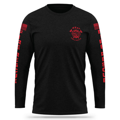 [WRAY FIRE & RESCUE] Cotton Blend Long Sleeve [BLK/RED]-13 Fifty Apparel