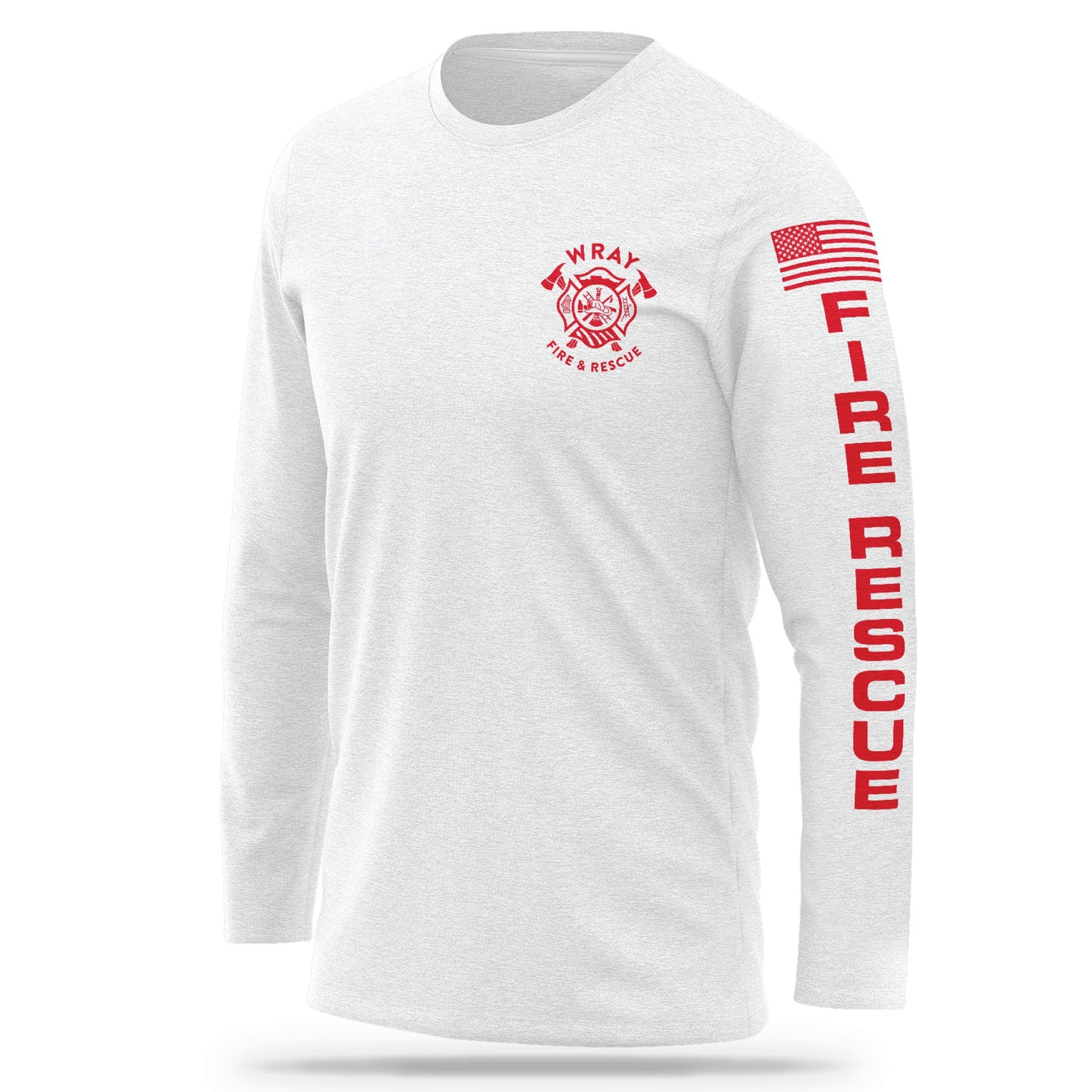 [WRAY FIRE & RESCUE] Cotton Blend Long Sleeve [WHT/RED]-13 Fifty Apparel