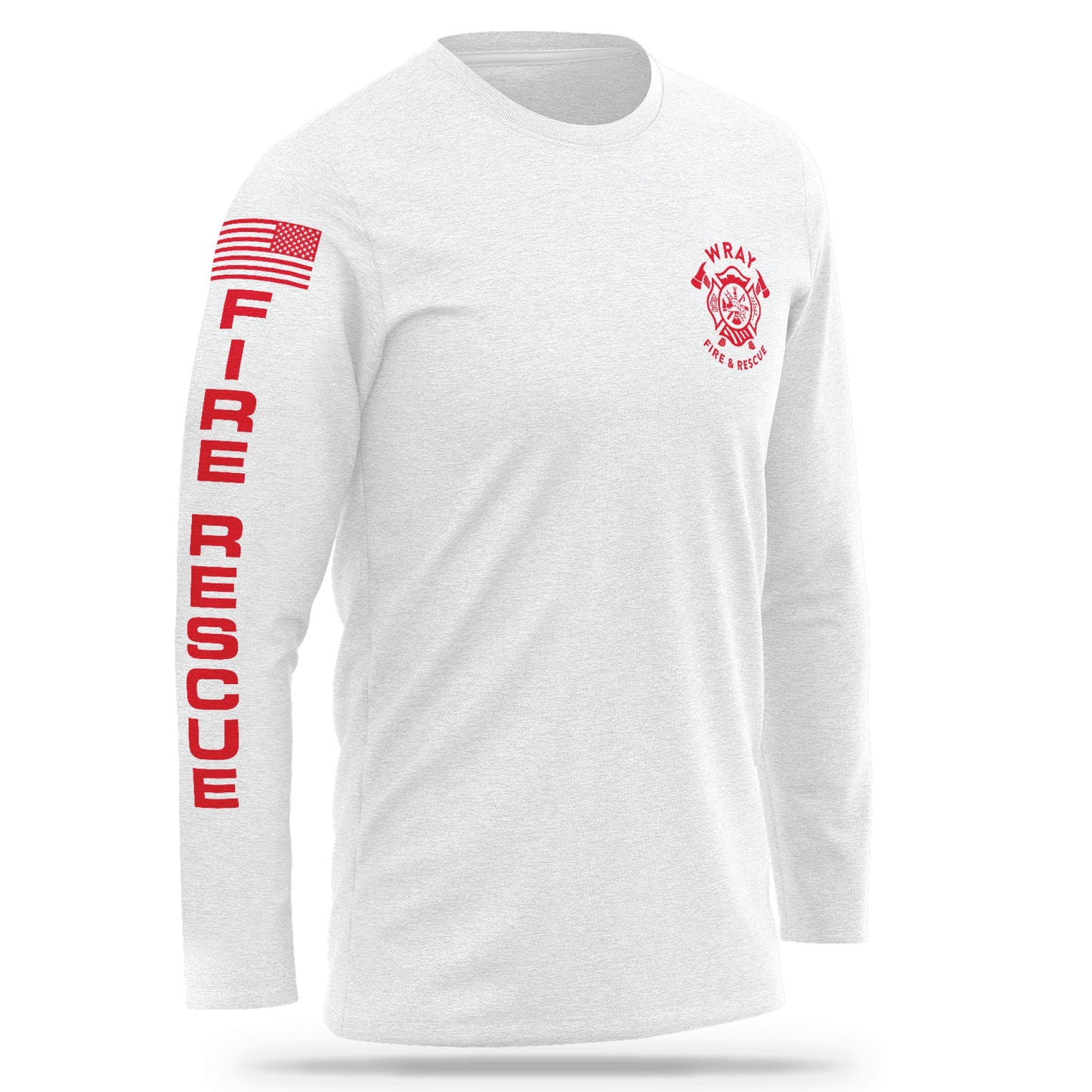 [WRAY FIRE & RESCUE] Cotton Blend Long Sleeve [WHT/RED]-13 Fifty Apparel