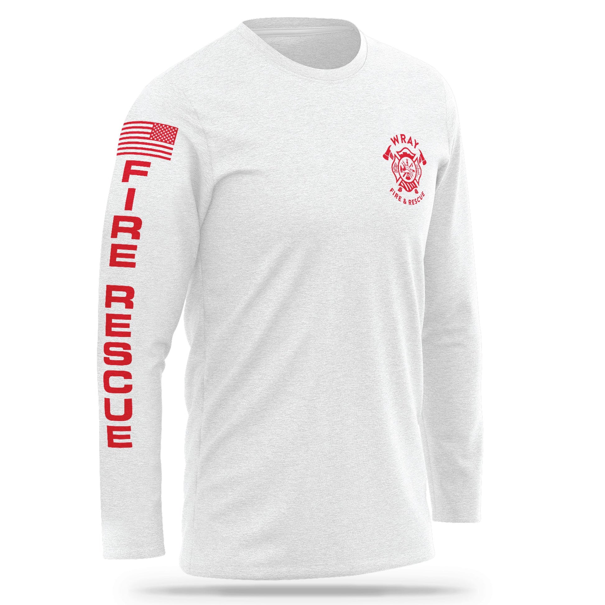 [WRAY FIRE & RESCUE] Cotton Blend Long Sleeve [WHT/RED]-13 Fifty Apparel