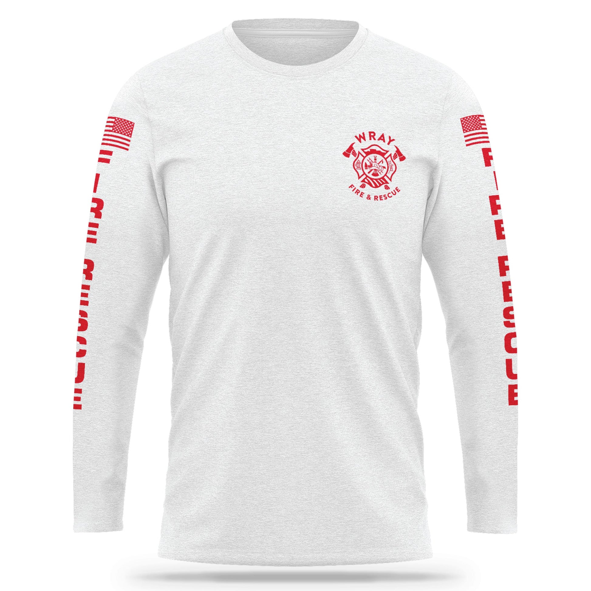 [WRAY FIRE & RESCUE] Cotton Blend Long Sleeve [WHT/RED]-13 Fifty Apparel