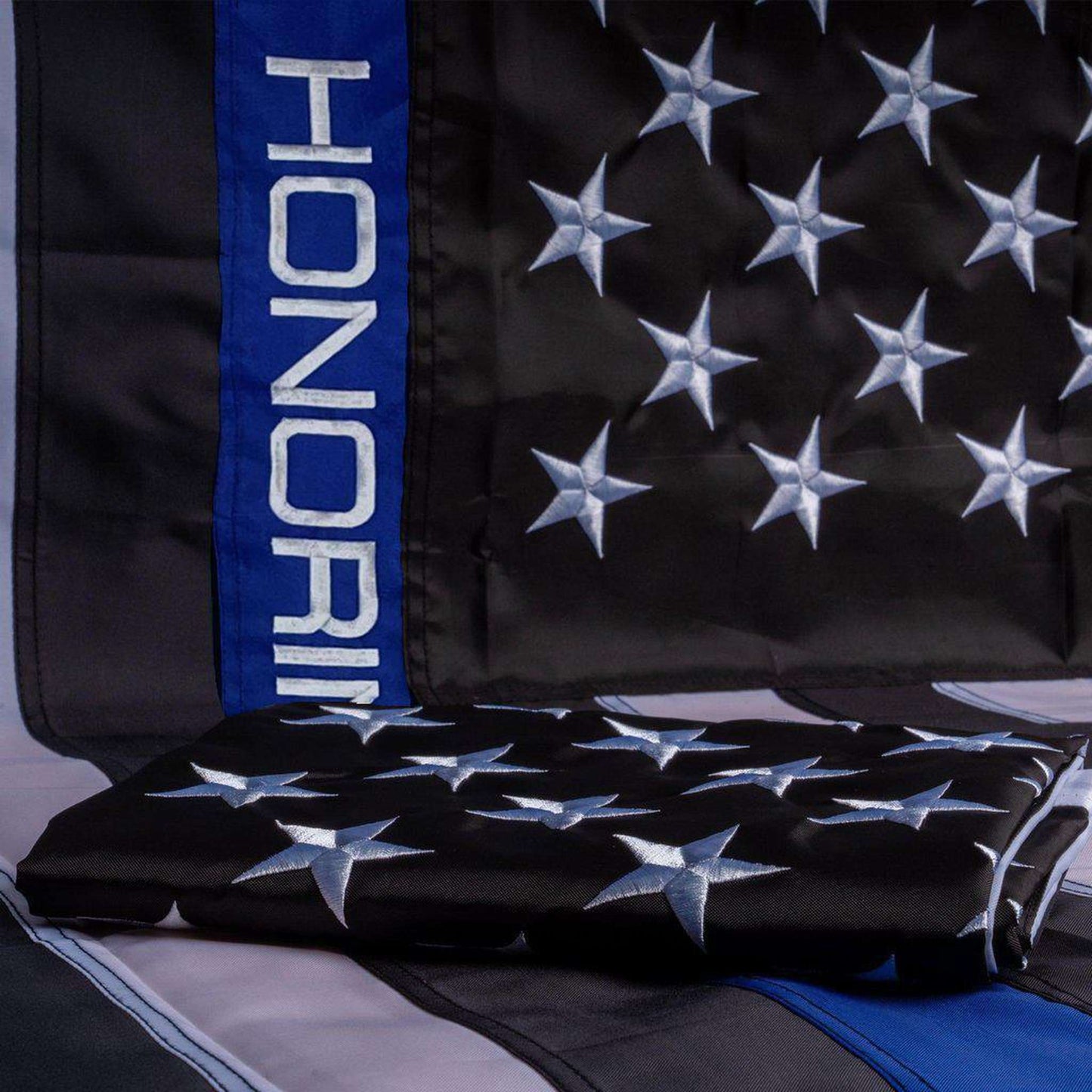 [HONORING THE FALLEN] Embroidered Flag [BLK/BLU]-13 Fifty Apparel